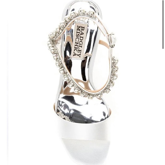 Badgley Mischka Korina Square Toe Adorned Strap High Heel Sandals - Picture 5 of 11